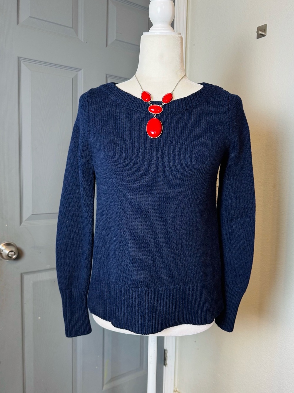 J Crew Navy Blue Merino Wool Sweater